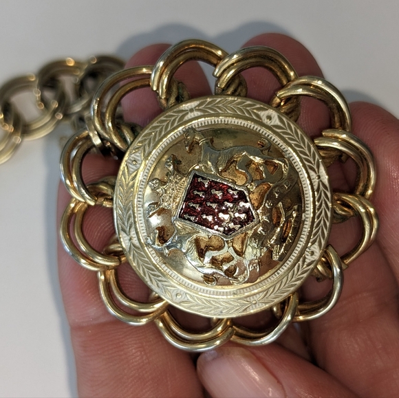 VTG GOLD TONE LARGE EUROPEAN CHARM BRACELET - Picture 1 of 13